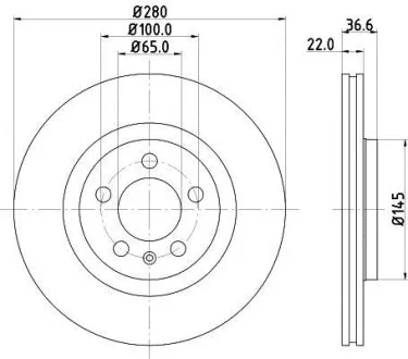 HELLA PRO AUDI диск гальмівний перед. (вентил.) A3, VW Golf 4 SKODA Octavia SEAT (280*22) HELLA PAGID 8DD 355 105381
