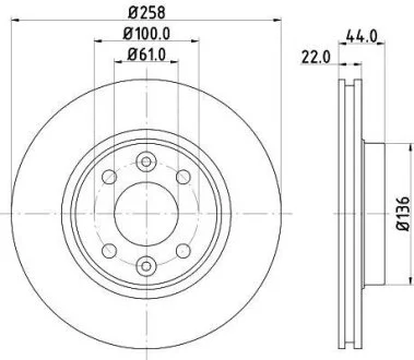 HELLA PRO HIGH CARBON RENAULT диск гальмівний передній Sandero, Logan II, Renault, Smart HELLA PAGID 8DD 355 129621