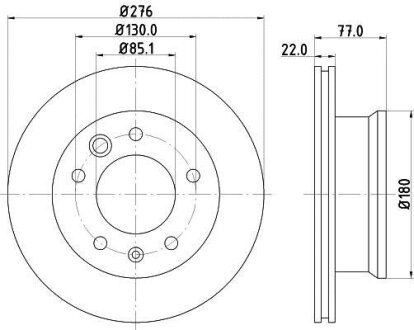 HELLA PRO HIGH CARBON DB диск гальмівний перед. (вентил.) Sprinter, VW LT 96- (276*22) HELLA PAGID 8DD 355 128-251
