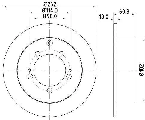 HELLA PRO MITSUBISHI гальмівний диск задн. Airtrek, Lancer VII, Outlander 03- (262*10) HELLA PAGID 8DD 355 118661 (фото 1)