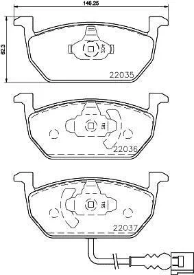 HELLA VW гальмівні колодки передн.Audi A3 13-,Seat Leon,Skoda Octavia III,Golf VII 12- HELLA PAGID 8DB 355 021951 (фото 1)