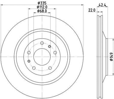 HELLA PRO HIGH CARBON AUDI диск гальмівний задн. вент. (345*29,5) Q5 08-, BENTLEY, VW HELLA PAGID 8DD 355 129801