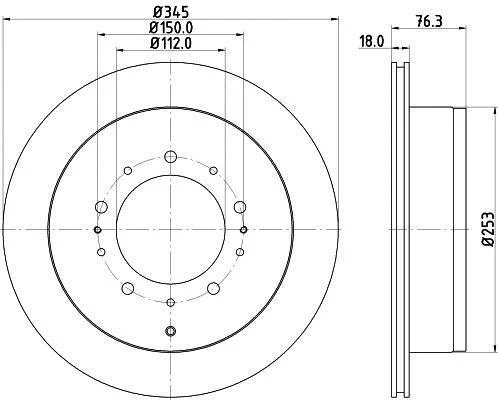 HELLA PRO TOYOTA диск гальмівний задн.Land Cruiser 200, Sequoia, Tundra, Lexus LX 06- HELLA PAGID 8DD 355 116331 (фото 1)