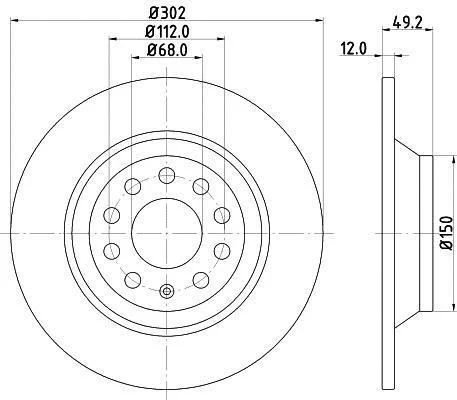 HELLA VW диск гальмівний задній AUDI A6 2.0i 2.4i 2.7TDI 2.8FSI 3.0i 05- (302*11.7) HELLA PAGID 8DD 355 111181 (фото 1)