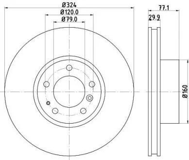 HELLA PRO HIGH CARBON BMW диск гальмівний перед. 5-serie E39, 7-serie E38 (324*30) HELLA PAGID 8DD 355 127101