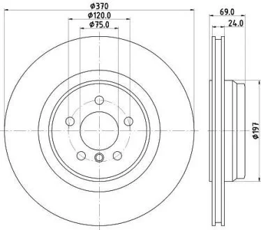HELLA PRO BMW гальмівний диск 5 Gran Turismo (F07), 7 (F01, F02, F03, F04), ALPINA HELLA PAGID 8DD 355 125091