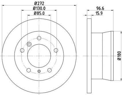 HELLA PRO HIGH CARBON DB диск гальмівний задній Sprinter, VW LT28-46 95- (272*16) HELLA PAGID 8DD 355 128-411