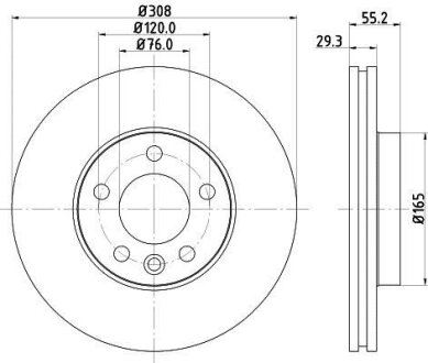 HELLA PRO VW диск гальмівний передн. вентил. T5 1.9Tdi 2.5Tdi 2.0i 03-, Touareg HELLA PAGID 8DD 355 109-661