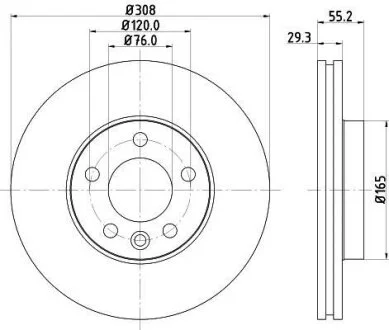 HELLA PRO VW диск гальмівний передн. вентил. T5 1.9Tdi 2.5Tdi 2.0i 03-, Touareg HELLA PAGID 8DD 355 109661