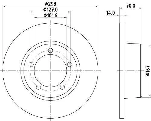 HELLA LAND ROVER диск гальмівний передн. Defender, Discovery, Range Rover 86- HELLA PAGID 8DD 355 101591 (фото 1)