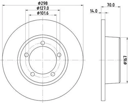 HELLA LAND ROVER диск гальмівний передн. Defender, Discovery, Range Rover 86- HELLA PAGID 8DD 355 101591