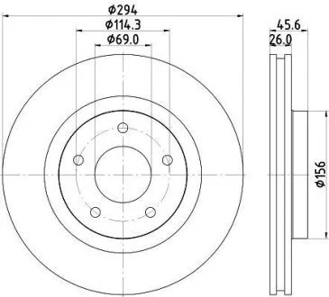 HELLA PRO MITSUBISHI диск гальмівний передн. ASX, Dodge Caliber, Avenger 07- HELLA PAGID 8DD 355 115911