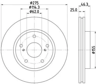 HELLA PRO LEXUS гальмівний диск передн. HS 250h, TOYOTA RAV 4 III, RAV 4 IV HELLA PAGID 8DD 355 117361