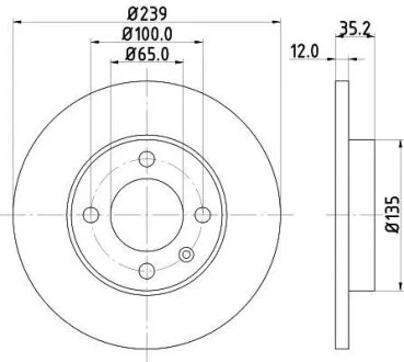 HELLA PRO VW гальмівний диск передн. Audi 80, Golf I,II,III,Passat,Vento HELLA PAGID 8DD 355 100131