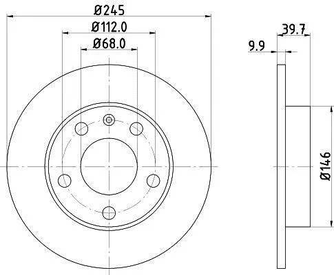 HELLA PRO AUDI диск гальмівний задн. 80 B4 93-, A4 B6 01-, COUPE B3 90- HELLA PAGID 8DD 355 107541 (фото 1)