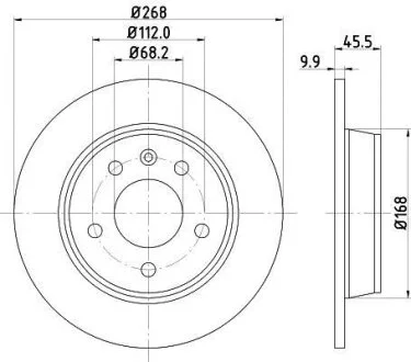 HELLA VW диск гальмівний задн. Sharan SEAT Alhambra FORD Galaxy (268*9) HELLA PAGID 8DD 355 104501