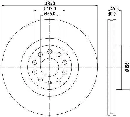 HELLA PRO HIGH CARBON AUDI диск гальм. передн. A3, Q3, SEAT, SKODA, VW HELLA PAGID 8DD 355 129241 (фото 1)