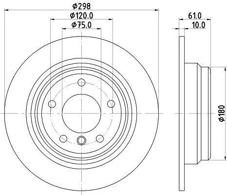 HELLA PRO HIGH CARBON BMW диск гальмівний задн. E39 2,0-2,5 (298*8,4) HELLA PAGID 8DD 355 127271 (фото 1)