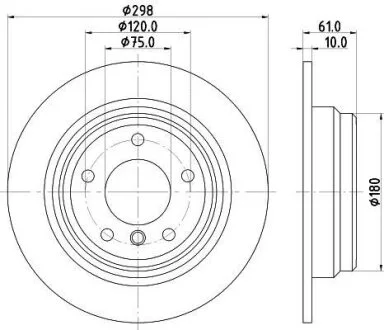 HELLA PRO HIGH CARBON BMW диск гальмівний задн. E39 2,0-2,5 (298*8,4) HELLA PAGID 8DD 355 127271