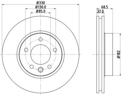 Гальмівний диск перед. Touareg/Cayenne 330mm 3.0-4.2 02- (PRO) Правий HELLA PAGID 8DD 355 109741