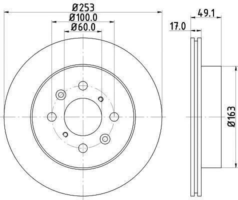 HELLA PRO OPEL гальмівний диск передн. AGILA (A) 00-, SUBARU, SUZUKI HELLA PAGID 8DD 355 111591 (фото 1)