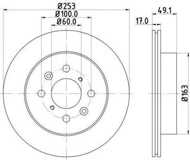 HELLA PRO OPEL гальмівний диск передн. AGILA (A) 00-, SUBARU, SUZUKI HELLA PAGID 8DD 355 111591