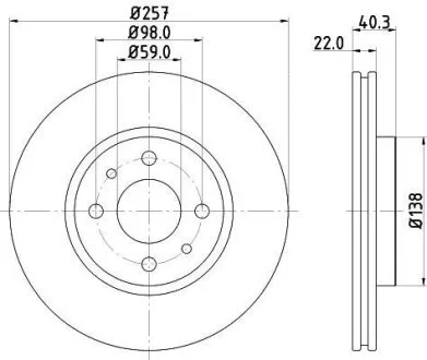 HELLA PRO FIAT гальмівний диск передн. Doblo 1.6, Stilo CITROEN Nemo HELLA PAGID 8DD 355 103971