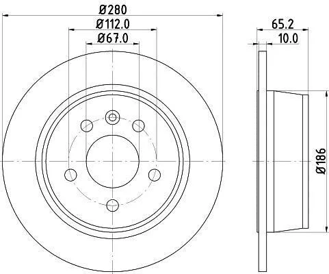 HELLA PRO HIGH CARBON DB диск гальмівний задн. Vito 95-03 (280*10) HELLA PAGID 8DD 355 127241 (фото 1)