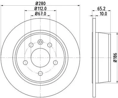 HELLA PRO HIGH CARBON DB диск гальмівний задн. Vito 95-03 (280*10) HELLA PAGID 8DD 355 127241