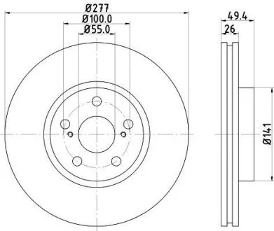 HELLA PRO TOYOTA гальмівний диск передн. AVENSIS 1.6, 1.8, 2.0 03- HELLA PAGID 8DD 355 111631