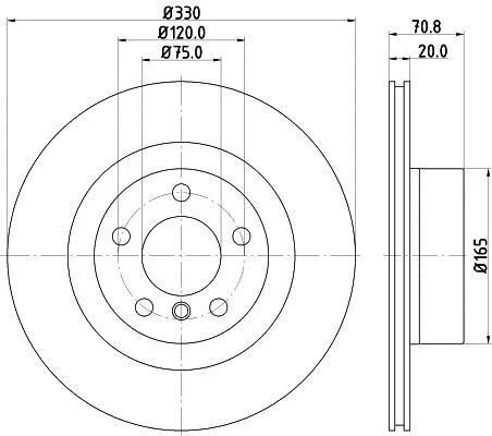 HELLA PRO HIGH CARBON BMW диск гальмівний задн. X3 F25,X4 F26 11- HELLA PAGID 8DD 355 129811 (фото 1)