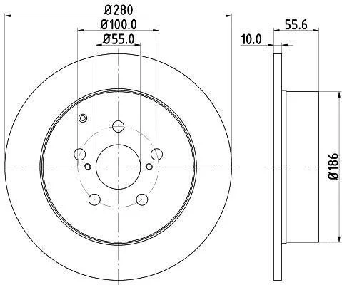 HELLA PRO TOYOTA гальмівний диск задн. AVENSIS 1.6, 1.8, 2.0 03- HELLA PAGID 8DD 355 111671 (фото 1)
