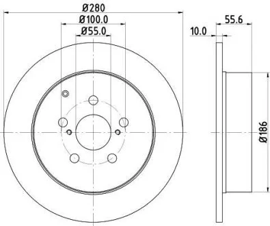 HELLA PRO TOYOTA гальмівний диск задн. AVENSIS 1.6, 1.8, 2.0 03- HELLA PAGID 8DD 355 111671