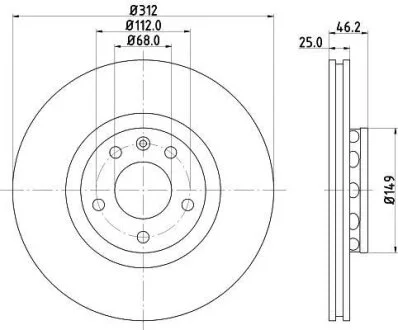 HELLA PRO AUDI диск гальмівний передній A4 A6 98-, Passat, Skoda HELLA PAGID 8DD 355 107521