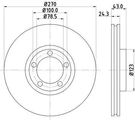 HELLA FORD диск гальм. перед. (вентил.) Transit 94-00 (270*24,1) HELLA PAGID 8DD 355 105641 (фото 1)