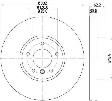HELLA PRO BMW диск гальмівний передній X5 E70,X6 E71 xDrive 06- HELLA PAGID 8DD 355 117731