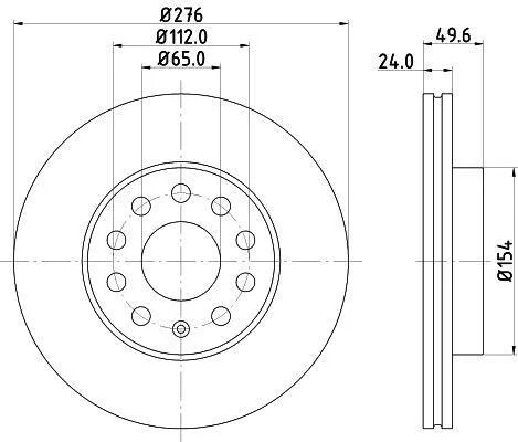 HELLA PRO VW гальмівний диск передн. GOLF VII 14-, SKODA, AUDI HELLA PAGID 8DD 355 122721 (фото 1)