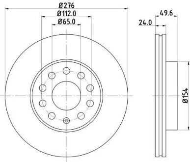 HELLA PRO VW гальмівний диск передн. GOLF VII 14-, SKODA, AUDI HELLA PAGID 8DD 355 122721