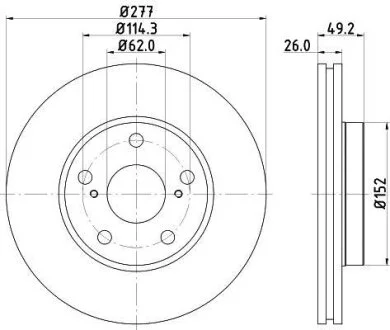 HELLA PRO TOYOTA гальмівний диск передн.Auris 12-, Corolla 13- HELLA PAGID 8DD 355 119661