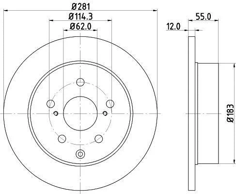 HELLA PRO TOYOTA гальмівнй диск задн. Rav 4 III,IV 2.0-2.2 06- HELLA PAGID 8DD 355 118881 (фото 1)