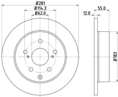 HELLA PRO TOYOTA гальмівнй диск задн. Rav 4 III,IV 2.0-2.2 06- HELLA PAGID 8DD 355 118881