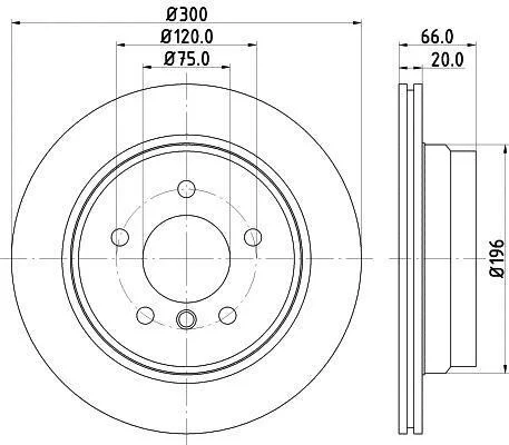 HELLA PRO BMW диск гальмівниий задн.1 E81/87,3 E90,X1 E84 05- HELLA PAGID 8DD 355 117831 (фото 1)