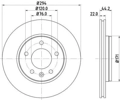 Диск гальмівний з покриттям PRO задній HELLA PAGID 8DD 355 109701