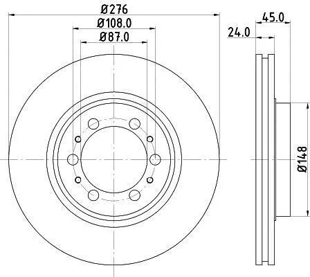 HELLA MITSUBISHI гальмівний диск передн. Pajero 90 - (276*24) HELLA PAGID 8DD 355 105131 (фото 1)