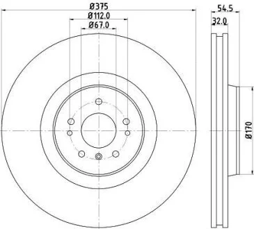 HELLA PRO HIGH CARBON DB диск гальмівний передн. GL X164 06- HELLA PAGID 8DD 355 128941