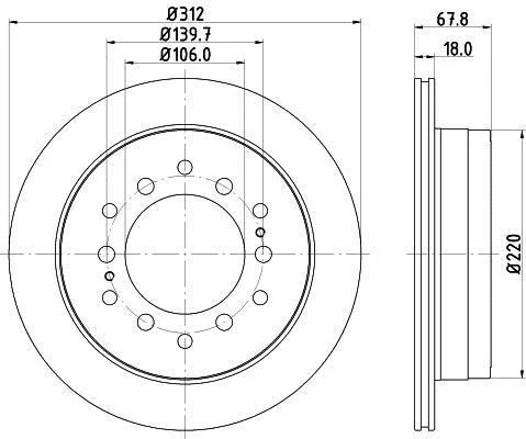 HELLA PRO TOYOTA гальмівний диск задн. LandCruiser Prado 02- HELLA PAGID 8DD 355 114861 (фото 1)