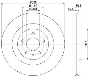 HELLA PRO HIGH CARBON VW диск гальмівний задній Audi A8 10- HELLA PAGID 8DD 355 129-381