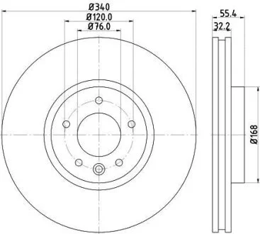 HELLA PRO HIGH CARBON VW диск гальм. передн. TRANSPORTER VI HELLA PAGID 8DD 355 129251
