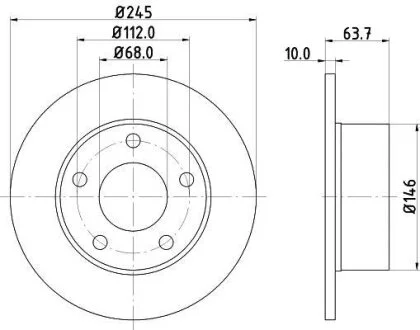 Гальмівний диск зад. Passat B5/Audi 100/A6 -05 (245x10) HELLA PAGID 8DD 355 102801