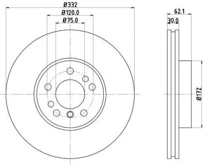 HELLA PRO HIGH CARBON BMW гальмівний диск передн. X5 (E53) HELLA PAGID 8DD 355 127631